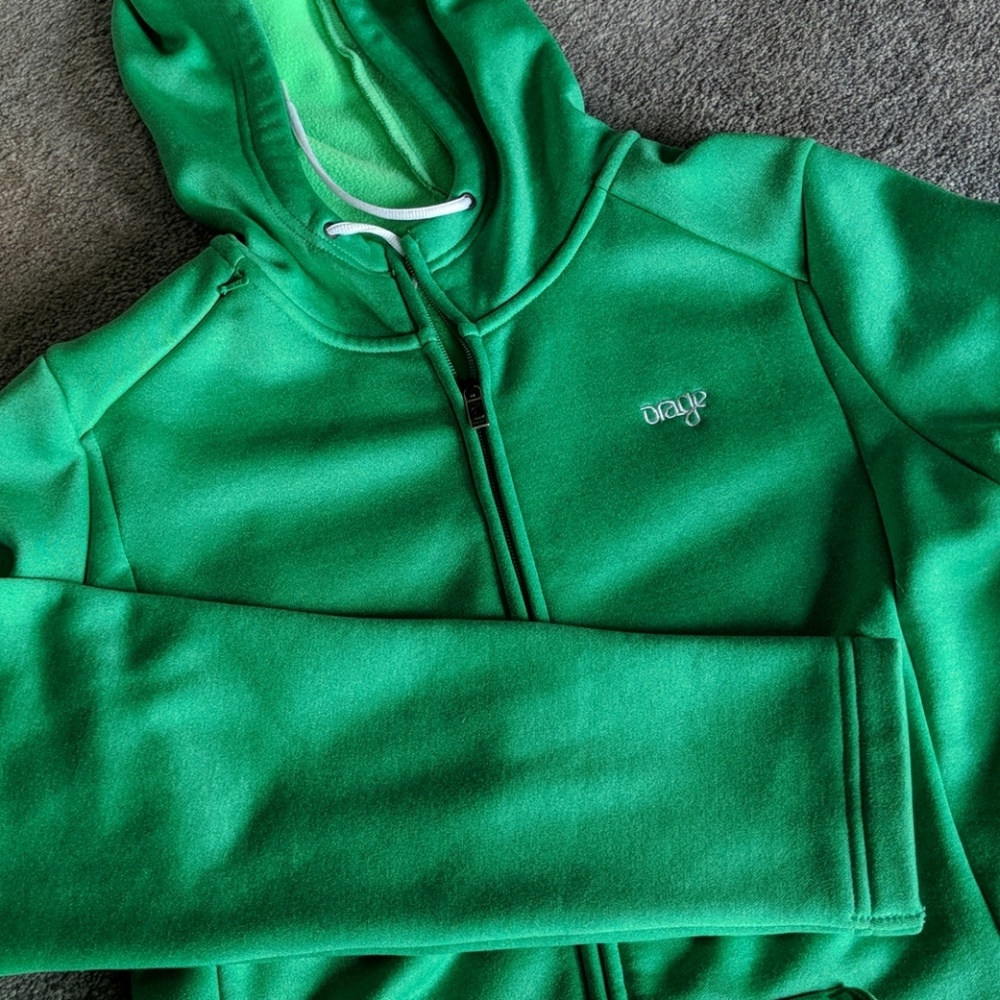 Orage bright green zip up sweater